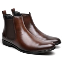Berganno Men's Chelsea Boot In Genuine Leather, Classic, Elegant, Short Shaft - Rỉ Nâu - Xem 6