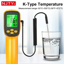 NJTY Temperature Gun, K-TYPE Infrared Thermometer Gun, Handheld Non-Contact High Temperature Gun, Suitable For Industrial, Cooking Tester, Pizza Oven, Car, HVAC, Barbecue Oven And Engine-Laser Surface Temperature Reader -58℉ To 1472℉