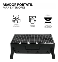 CARDIO BEAT Parrilla portátil fácil armar llevar camping asado equipo para cocina al aire libre ligera y compacta materiales resistentes fácil montaje limpieza sencilla ideal para excursiones - Negro - Ver 2