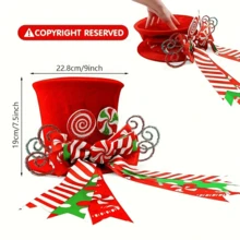 1pc Christmas Tree Topper Decoration, Christmas Candy Tree Top Decor With Red Hat And Mint Bow - Holiday Home Decor, No Power Needed, Polyester Material, Suitable For Christmas Tree Topper (Christmas Tree Not Included) Christmas Decorations Room Decor Winter Christmas Decorations Home Christmas Gifts Christmas Decor - Multicolor - View 7