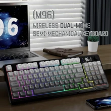 LexonElec M96 Wireless Keyboard, Low Profile Quiet Typing Membrane Gaming Keyboard With Smart Display & Knob, RGB Backlit, USB C Rechargeable, 94 Keys PBT Keycap For Windows PC, Linux-Blackberry/ Moonlit Night/ Grape Purple