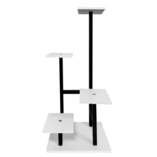 Lislark 4 Tier Metal Plant Stand Indoor Outdoor Garden Flower Pot Shelf Display Rack(Black+White) - Black and White - View 3