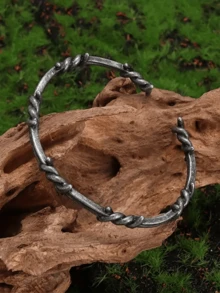 2 Pieces Fashion Wrap Knotted Thorn Gothic Alloy Gold Men's And Women's Wristbands With Twist Opening For Parties, Concerts And Holiday Gifts - D3534 - 查看 2