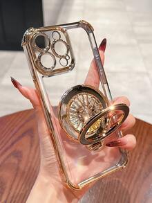 Luksusowe galwanizowane przezroczyste etui na telefon z uchwytem na stojak, silikonowa, wstrząsoodporna, miękka obudowa, odporna na upadki, kompatybilPhone 16/16e/16 Pro/16 Pro Max/16 Plus/15/14/13/12/11/X/XS/XR/8/7, Galaxy S25/S24/S23/S22/S21/A55/A54/A53/A52/A35/A34/A23/A16/A15/A14/A13/A12/A05S/FE/Ultra/4G/5G oraz Redmi/Honor/MOTO/OPPO/Infinix