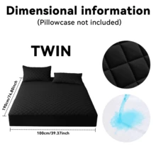 1pc Full-Size Waterproof Bed Sheet, Skin Friendly Quilted Mattress Cover, Room Decoration, 11.02 Inch Deep Pocket Solid Color Square Grid Bedding, Soft And Comfortable Home Essentials, Suitable For Single, Twin, Large, And Extra Large Mattresses, Universal For All Seasons, Autumn Decoration, New Atmosphere Of Home And Life, Machine Washable - Black - View 17