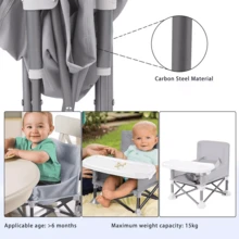 NetHong Baby Chair Foldable Infant Feeding Toddler Table Chair Portable Seat - Grey - View 6