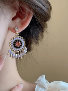 2入組時尚優雅水晶流蘇耳環，長款式，百搭，適合女性日常穿著，送禮佳品