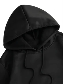 330g-430g, Sudadera Infantil Capucha para Hombre de 50% Poliéster y Algodón, Sudadera Informal Infantil Patrón Geométrico-Bolsillo Canguro, Lavable a Máquina-Elección Perfecta para las Estaciones de Primavera, Otoño e Invierno, Impresión Personalizada Fácil de Combinar - Negro - Ver 3