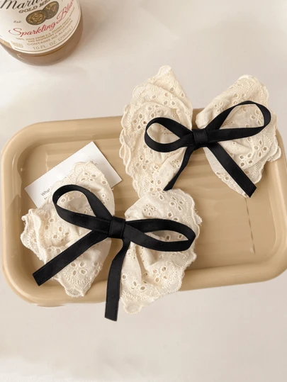 1/2 件女士复古蕾丝蝴蝶结发夹，时尚后脑勺鳄鱼发夹，优雅半系发夹，适合日常使用的顶夹，爪夹，发夹，发夹，发夹，发夹