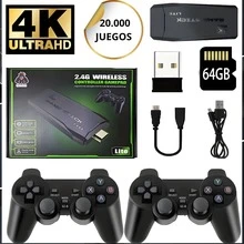 Retro Arcade Console Stick With 20,000 Classic Games, 2 M8 HDMI Wireless Controllers, 64GB Mini Portable Console, 4K Compatible, Most Popular Games Of The 90s - Black - View 3