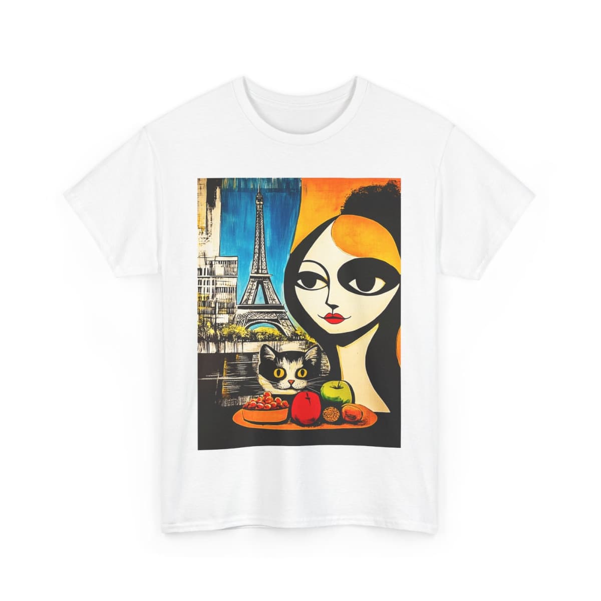 FRANCE ABSTRACT ART FASHION TSHIRT TEE MEN WOMEN TOWER SHIRT Suitable For Summer Wear, Printed Pattern Short Sleeves, Ladies' Tops, And Printed Short Sleeves. - 黑色8 - 查看 1