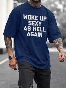 PAYEAH Woke Up S*Xy As H*Ll  Again T-Shirt  (Single Piece)100% Cotton 220g Heavy Cotton T Shirt - 藍色 - 查看 3