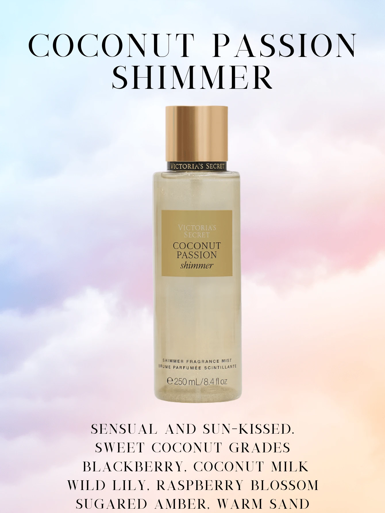 Victoria's Secret Victoria's Secret VS Body Mist Fine Fragrances Pure Seduction Brulee Scented Mist - Coconut Passion Shimmer - Xem 1
