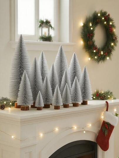 1 件圣诞树装饰桌面饰品仿真迷你圣诞树适合圣诞节派对装饰、客厅装饰、餐桌装饰、家居装饰自然田园乡村风格