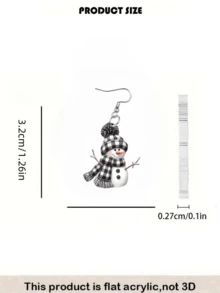 EMERY ROSE Charming Snowman Acrylic Pendant Earrings With Stainless Steel Earring Posts, Cute Cartoon Style, Suitable For Christmas And Daily Wear, Ideal Gift Choice
