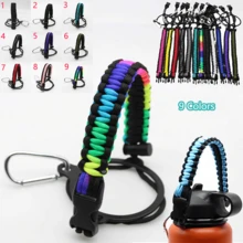 1 件装水瓶杯绳、水瓶挂绳、背带、登山扣、安全支架配件，非常适合户外露营和徒步旅行，适合 12 盎司至 64 盎司的水瓶 - 彩色 - 查看 1