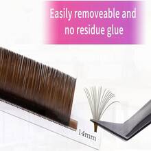 0.07 C/D Curl Volume Colored Eyelash Extension For Easy Fan Lashes, Faux Mink Brown, 8-14mm Mixed Tray