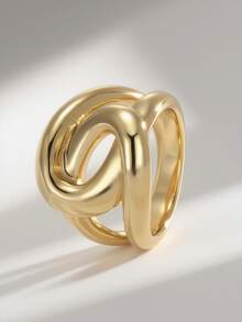 Chunky Rings Brass Plated 18K Gold Overlapping Rings For Women - Stackable, Hypoallergenic & Fade-Resistant Gifts For Girlfriend, Mother, Wife - Gold Model 2 - View 1