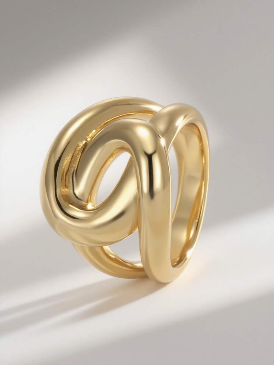 Chunky Rings Brass Plated 18K Gold Overlapping Rings For Women - Stackable, Hypoallergenic & Fade-Resistant Gifts For Girlfriend, Mother, Wife - Gold Model 2 - View 1