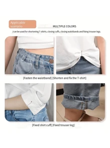 1/2/4个装U型束腰夹，裤腰缩短夹，无需缝纫即可调节腰围/裤脚/裤口长度，适用于服装、围巾、窗帘和日常使用。女士防滑夹，围巾夹，U型束腰夹，腰带固定夹。 - 彩色 - 查看 10