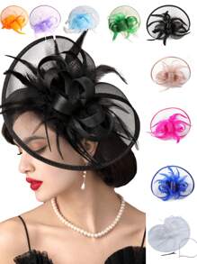 1pc Fascinators Hats For Women Tea Party Hats 1950s Kentucky Derby Hats Feather Hair Clip For Bride Wedding Party Birdcage Veil Headband Flower 1920s Headpiece For Horse Race Vintage Hats 50s Outfit Hats 1940s Victorian Hat Pillbox Hats Accessories For Women Girl Birthday Mother's Day Halloween Christmas Gift Mini Hats Tiny Hats Mini Top Hat Mini Cap, School Stuff, Gifts, Classy, Festival Outfits, Rave Accessories