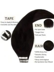 CEXXY #1 Tape In Extensions, 20 Pieces, 100% Real Remy Human Hair, Brazilian Straight Extensions, Skin Weft, Self-Adhesive, Salon-Quality Stick-On For Women - S1 - Xem 11
