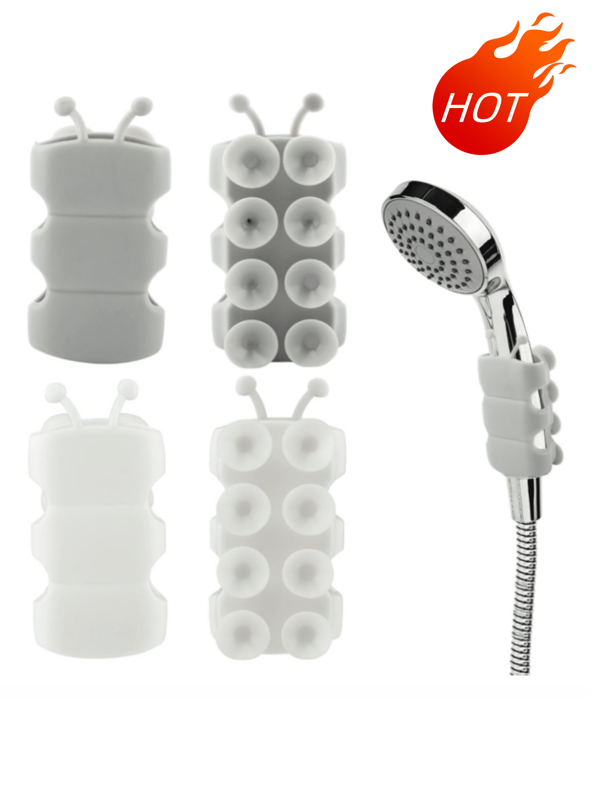 Suporte de chuveiro universal Caterpillar com ventosa, assento fixo móvel, instalação sem impactos e base ajustável para chuveiro, para acessórios de banheiro, aquecedor de água com ventosa para banheiro, suporte portátil para chuveiro, armazenamento de utensílios de banho