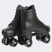 Milky Way Men's And Women's Roller Skate Shoes PU Leather High Top Shoes Classic Double Roller Skate Shoes Quad Roller Skate Shoes Men Ladies Neutral Roller Skate Shoes - 黑色黑輪 - 查看 5