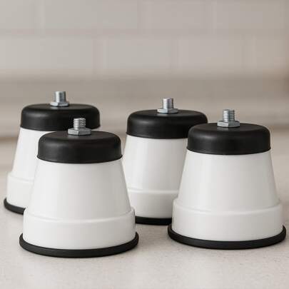 Kit 4 Pés Para Fogão Geladeira Com Rodizio Universal Redondo