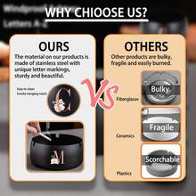 便携式不锈钢烟灰缸防烫烟嘴桌面圆形烟灰缸玫瑰金首字母图案防风烟灰缸吸烟办公室家居装饰烟灰缸架