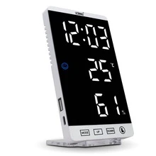 LED Digital Table Clock With Temperature Humidity 12 And 24h Alarm - Blanco - Ver 1