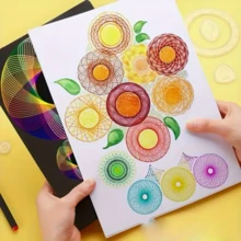22件套创意多功能绘画模板尺，透明魔术模板尺，学生绘画图案尺，花卉尺套装 - 彩色 - 查看 3