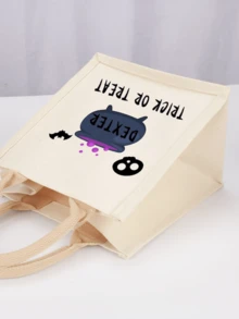 Bolsa de tela personalizada para Halloween, bolso de lona personalizado con nombre, adecuado para ir a pedir dulces o de compras, gran bolsa de regalo, regalo festivo - Albaricoque - Ver 6
