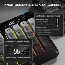 LexonElec M96 Wireless Keyboard, Low Profile Quiet Typing Membrane Gaming Keyboard With Smart Display & Knob, RGB Backlit, USB C Rechargeable, 94 Keys PBT Keycap For Windows PC, Linux-Blackberry/ Moonlit Night/ Grape Purple