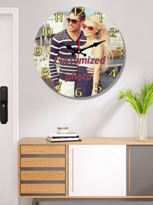 1 Personalized Clock With Picture, Custom Wall Clock, Valentine's Day, Mother's Day, Living Room, Bedroom, Home Decor Customizable Wall Clock Personalized Wall Photo 10/12 Inch Silent Non-Tick Round Decor Kitchen Personalized Wall Clock, Creative Gift 10/12 Inch, Multifunctional, Mildew-Proof, Decorative, Reusable, Exquisite