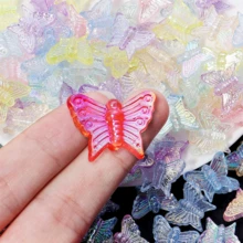 100Pcs 13*16mm Acrylic Iridescent Butterfly Loose Beads Earrings Pendant Jewelry Making Material Handmade DIY Accessories - Loại bướm - Xem 5