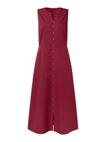 女士优雅派对太阳裙深绿色/黑色/玫红色/驼色，时尚 V 领无袖口袋 A 字裙 - 适合休闲外出派对日常通勤