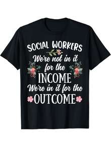 Social Worker Community Welfare Public Protection Services Fashion  100% Cotton T-Shirt, Plus Size - 黑色 - 查看 1