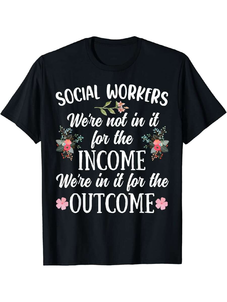 Social Worker Community Welfare Public Protection Services Fashion  100% Cotton T-Shirt, Plus Size - 黑色 - 查看 1