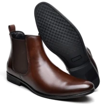 Berganno Men's Chelsea Boot In Genuine Leather, Classic, Elegant, Short Shaft - Rỉ Nâu - Xem 8
