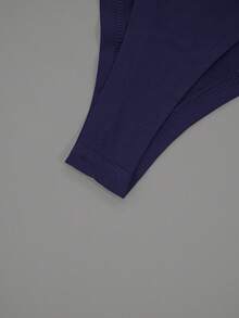 VIVINA Women's Minimalist High Elasticity Solid Color Basic Slim-Fit Bodysuit - Navy Blue - View 7