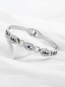 时尚不锈钢钻石邪眼手链，适合女士日常佩戴 - Evil Eye - 查看 3