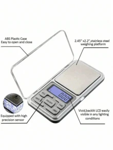 1pc Flip Cover 0.01g/200g High Precision Weighing Dedicated Multifunctional Digital Electronic Scale, Jewelry Scale, Mini Stainless Steel Electronic Scale, Pocket Size Digital Scale, Gold Balance Scale, Portable Pocket Scale, Pharmaceutical Jewelry Electronic Scale, Kitchen Scale, Useful Tool, Kitchen Supplies Fine Weighing Food Ingredients ,Digital Pocket Scale, Suitable For Jewelry Scale, Easy To Carry