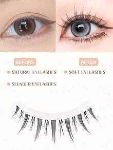 5对韩国小恶魔假睫毛，手工制作柔软假睫毛，6-12毫米，尖尾卡通猫眼风格，可重复使用，化妆睫毛，适合圣诞节、感恩节、万圣节礼物或个人使用