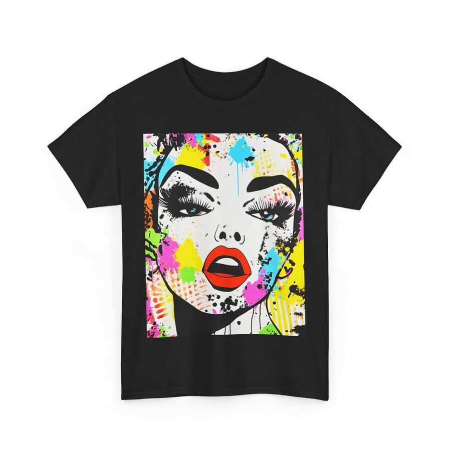 COMIC BABE ART STREET WEAR TEE TSHIRT COOL MEN WOMEN PAINT SHIRT Printed Shirts, Ladies' Tops, Printed Short-Sleeve One-Piece Shirts - Black 7 - View 1