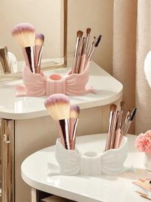 1pc Cute Bow-Shaped Pen Holder - Desktop Organizer Of Makeup Brushes And Office Supplies, Elegant Makeup Brush Storage, Perfect For Creative Decorative Designs For Girls, Students And Girls,For Holiday Beach, Bathroom Collection, Bedroom Collection, Large Capacity
