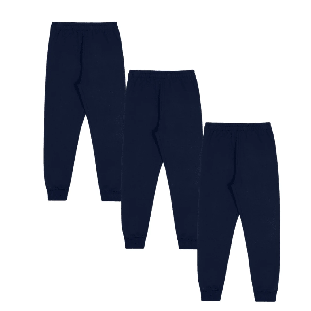 SET OF 3 CHILDREN'S PLUSH SWEATPANTS - Blue - View 1