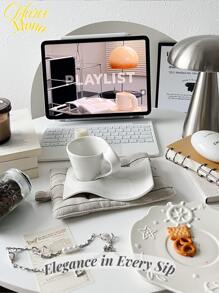 1 Set Asymmetrical Wavy Ceramic Cup & Saucer, Unique Personalized, Free Style Coffee Cup & Saucer Set, American Afternoon Tea Dessert Cup & Saucer Set, Minimalist High Aesthetics Practical Gift, Suitable For Restaurant, Living Room, Gift Giving, Cafe - White - View 2