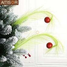 10 Stücke/Packung Neue Weihnachtsbaum Zweig Elf Grüne Lockige Künstliche Pflanze DIY Deko Zweige