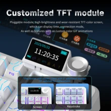 NACODEX AJAZZ AK870 V2 kabelgebundene/Drei-Modus mechanische Tastatur mit GASKET-Struktur, Vollständig austauschbare Tasten, 10.000 mAh Akkulaufzeit mit TFT-Farbbildschirm